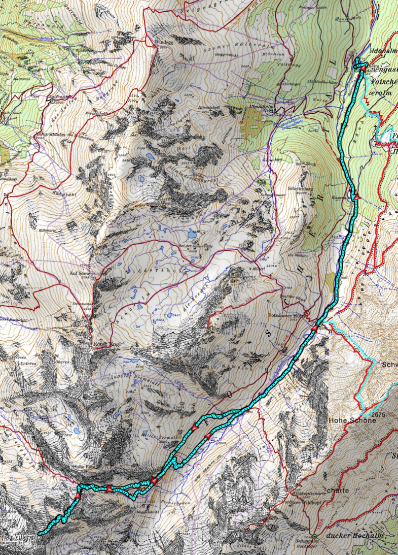 Lisener Villerspitzrunde...5 Sterne für mich a wenn viele aufgrund des langen "flachen" Anstieges dies nicht meinen sollten © Alpenvereinskarten